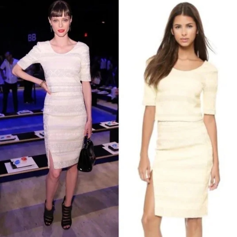 Rebecca Minkoff Oatmeal White Boucle Top Skirt Set 10 Large Z